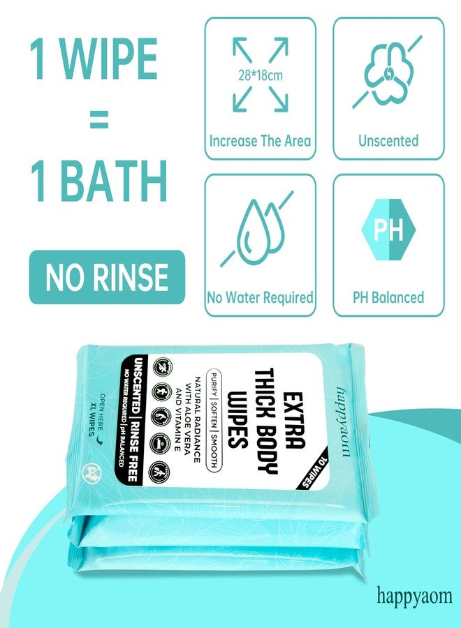happyaom XL Shower Body Wipes (10 Packs) - 100 Ultra Thick Aloe Vera Wipes for Women, Men & Elderly - Adult Bathing, Rinse-Free, Disposable Washcloths - Image 4