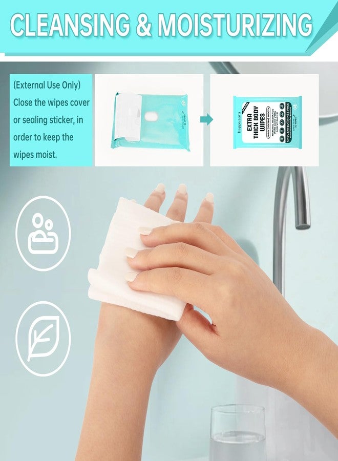 happyaom XL Shower Body Wipes (10 Packs) - 100 Ultra Thick Aloe Vera Wipes for Women, Men & Elderly - Adult Bathing, Rinse-Free, Disposable Washcloths - Image 5