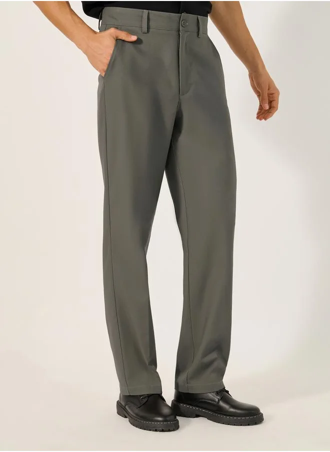 ستايلي Mid Rise Wide Leg Linen Blend Trousers