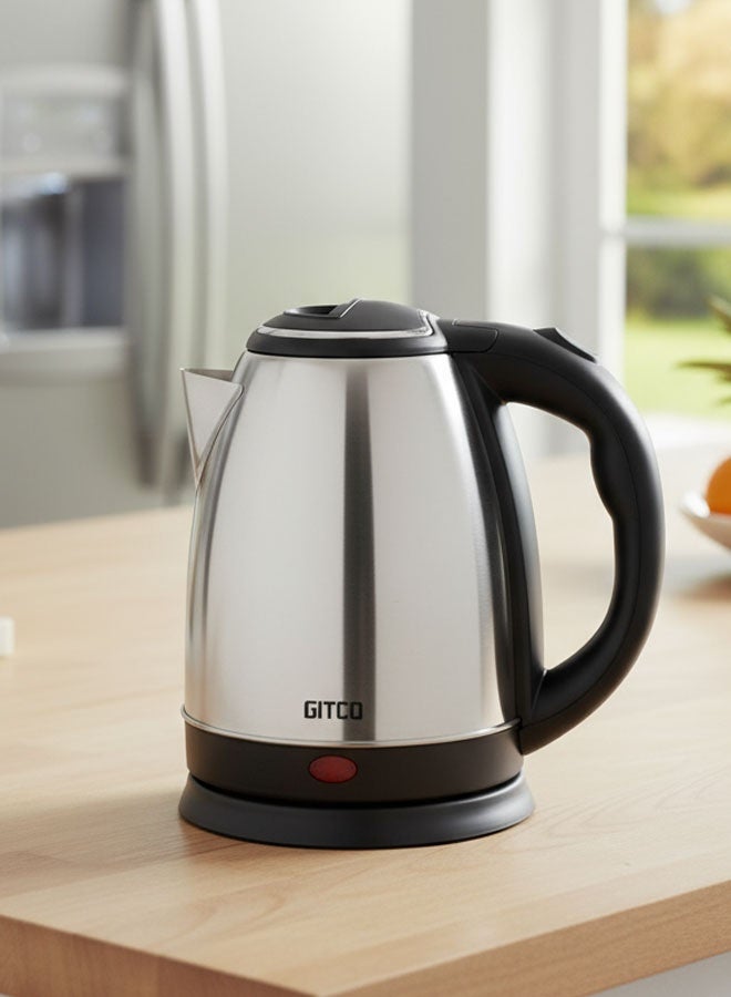 جيتكو غلاية كهربائية من الفولاذ المقاوم للصدأ بسعة 1.8 لتر مع إيقاف تلقائي، غليان سريع وحماية من الجفاف، قاعدة دوارة 360°، ضوء LED موديل GK2002 - Image 2