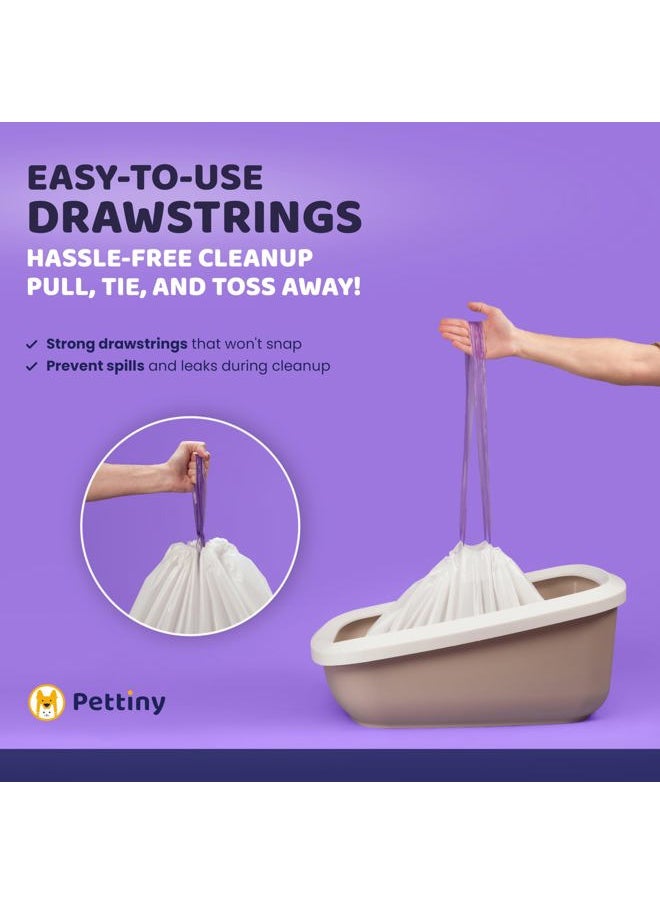 Pettiny - 20 Jumbo Litter Box Liners with Drawstrings - Scratch Resistant Cat Litter Bags for the Biggest Litter Pan - Image 1