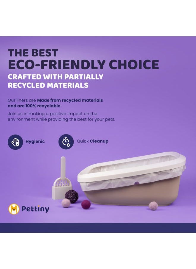 Pettiny - 20 Jumbo Litter Box Liners with Drawstrings - Scratch Resistant Cat Litter Bags for the Biggest Litter Pan - Image 1