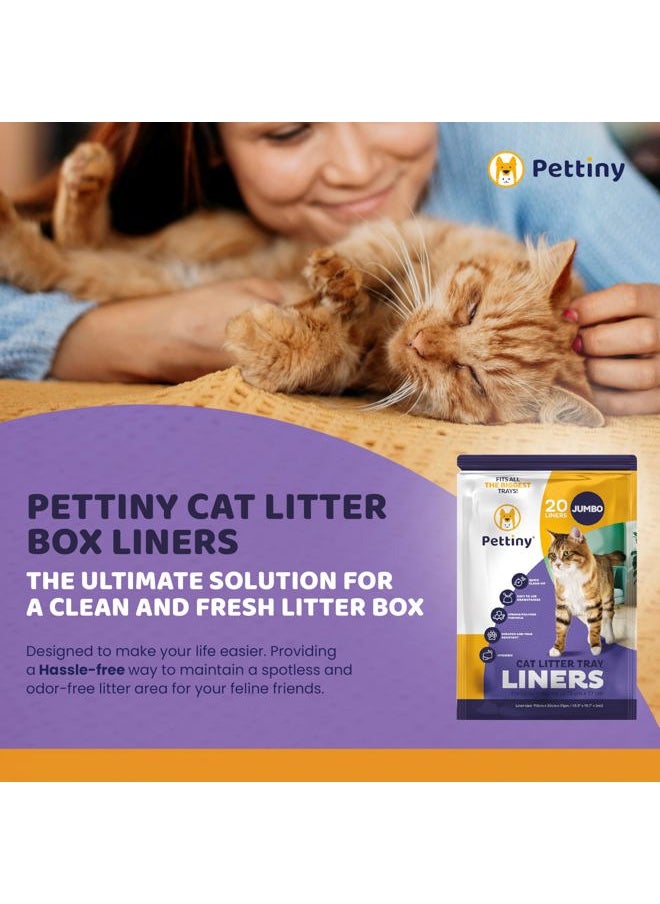 Pettiny - 20 Jumbo Litter Box Liners with Drawstrings - Scratch Resistant Cat Litter Bags for the Biggest Litter Pan - Image 1