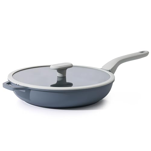 PRICUSIS Nonstick Ceramic Frying Pan with Lid, Non Toxic Skillet, Healthy Egg & Omelet & Chef's Pan, PTFE PFOA & PFAS Free, Induction Compatible (12Inch W/L) - Image 1