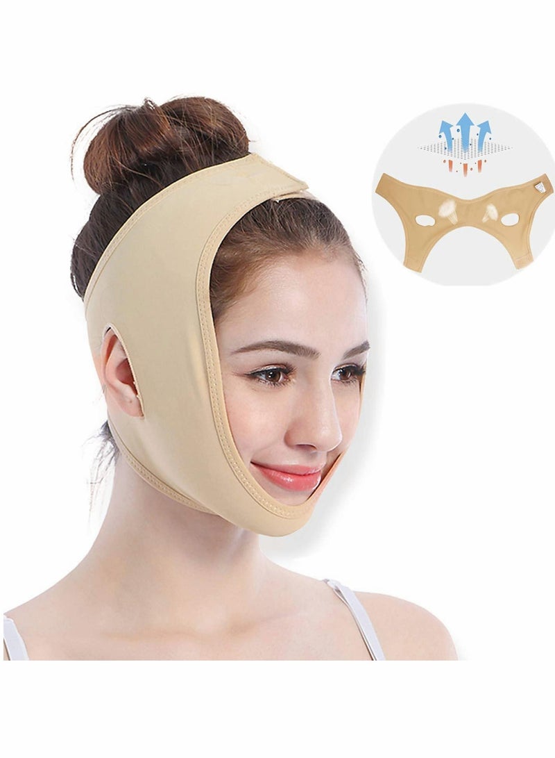 SYOSI Facial Slimming Strap, Face Lifting Belt Pain Free Anti Wrinkle Face Band, Double Chin Reducer Bandage, Breathable Ultra thin Soft Face Belt Chin Remover, V Face Mask Partner - Image 1