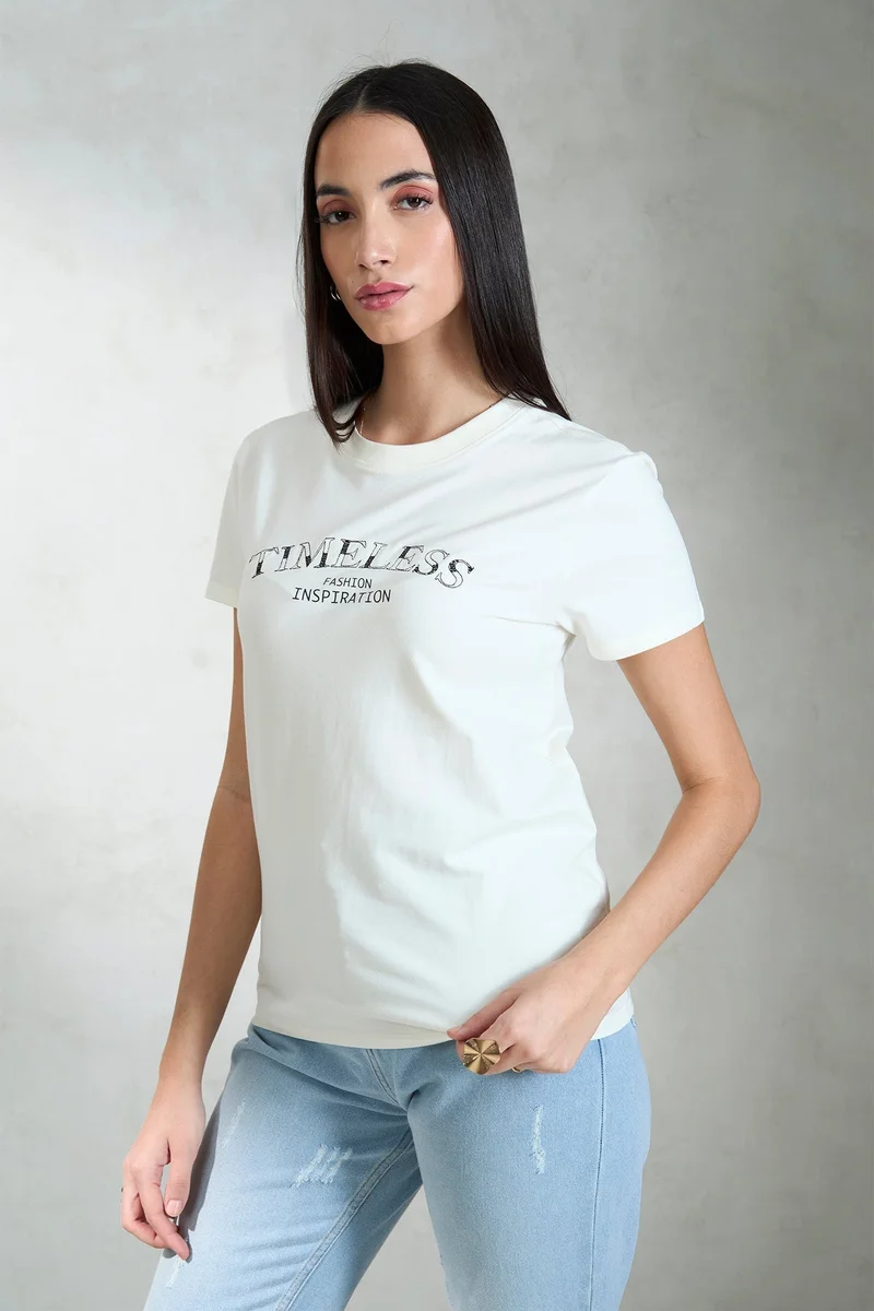 Virgio VIRGIO 100% Cotton Jersey Knit Cream Tee