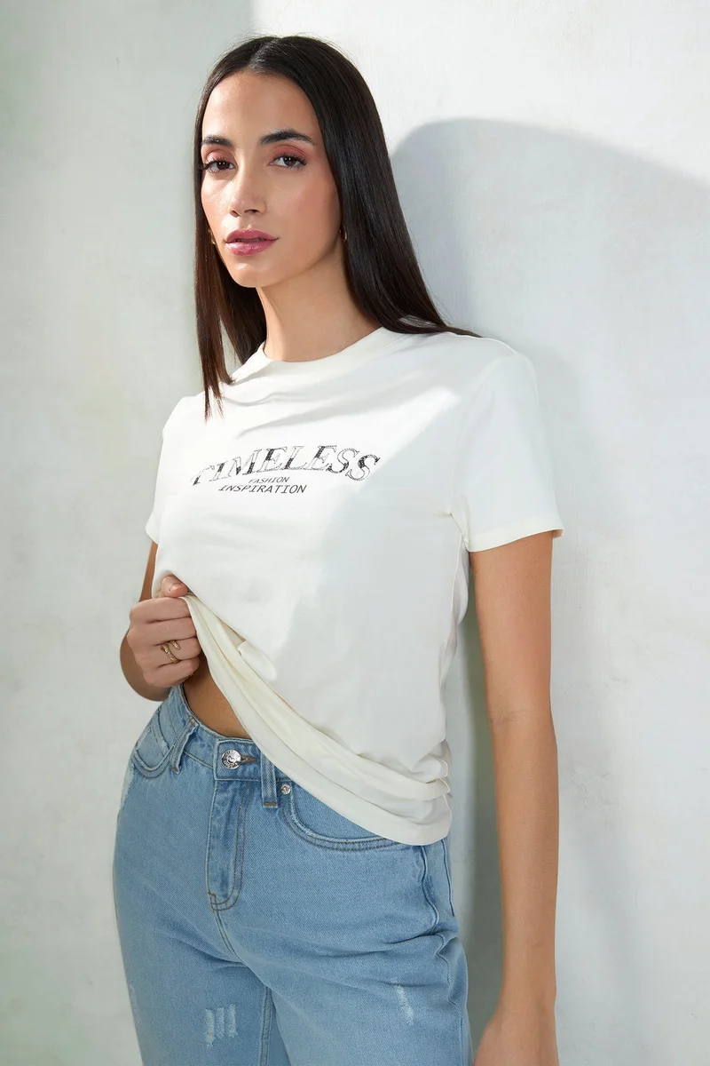 فيرجيو تي شيرت قطن فيرجيو كريم