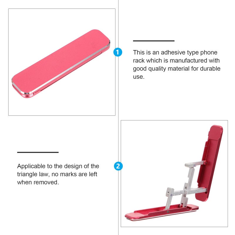 Foldable Adhesive Cell Phone Stand Holder Desktop Bracket for Home and Office Use Red - Image 4