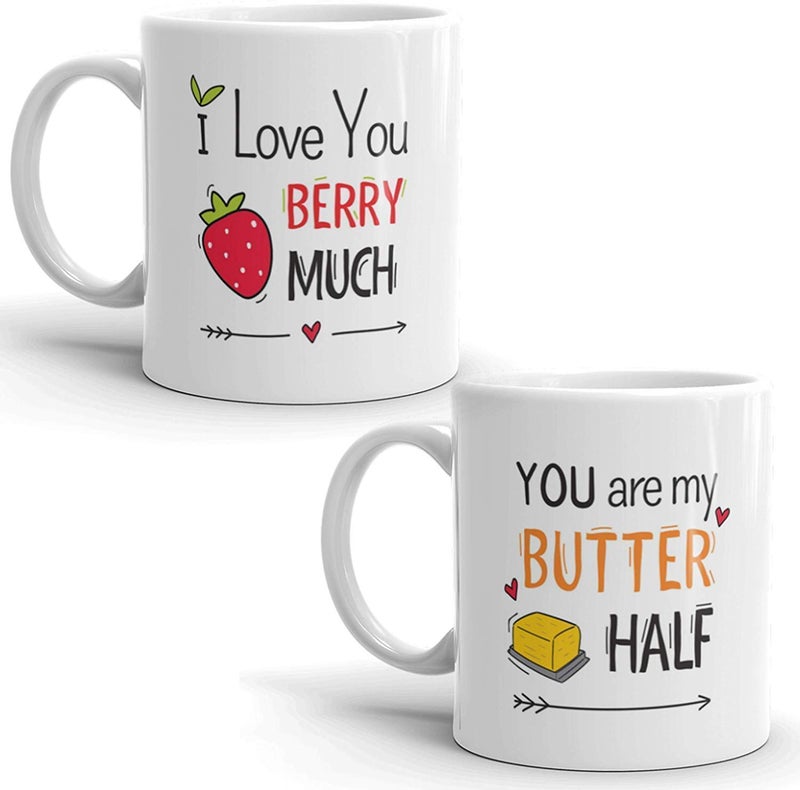 KALIDHAR I Love You Berry Much Premium Couple MugsRomantic Gift for GirlfriendBoyfriendHusbandWife on BirthdayAnniversary Ceramic Microwavable 330 ml8350 8350 - Image 1
