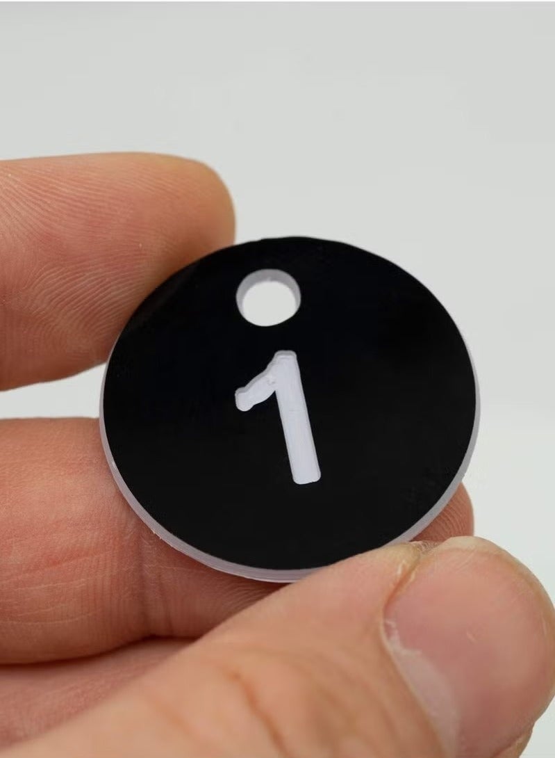 DURKU Plastic ID Number Tags, Engraved Tags Key Tags Without Key Rings for Locker Dorm Hotel Bar Restaurant Club Restaurant Table Numbers (1-50, Black) - Image 2
