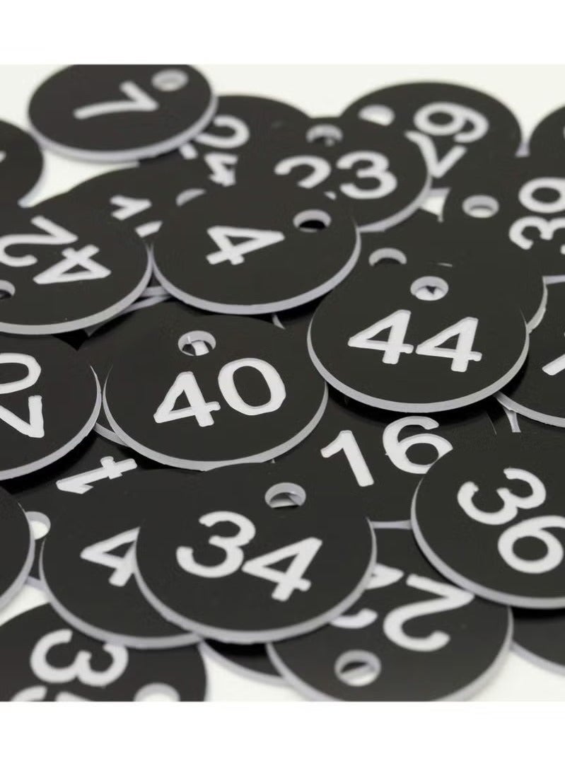 DURKU Plastic ID Number Tags, Engraved Tags Key Tags Without Key Rings for Locker Dorm Hotel Bar Restaurant Club Restaurant Table Numbers (1-50, Black) - Image 5