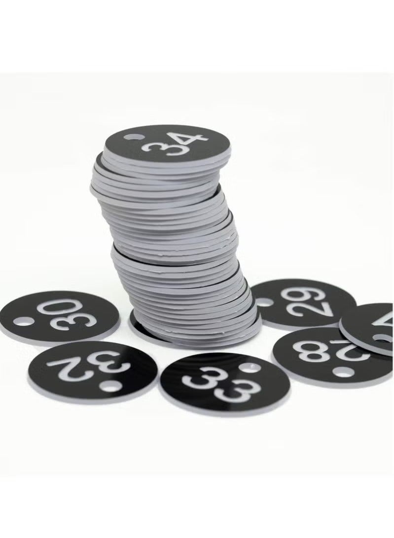 DURKU Plastic ID Number Tags, Engraved Tags Key Tags Without Key Rings for Locker Dorm Hotel Bar Restaurant Club Restaurant Table Numbers (1-50, Black) - Image 4