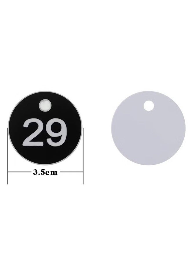 DURKU Plastic ID Number Tags, Engraved Tags Key Tags Without Key Rings for Locker Dorm Hotel Bar Restaurant Club Restaurant Table Numbers (1-50, Black) - Image 3