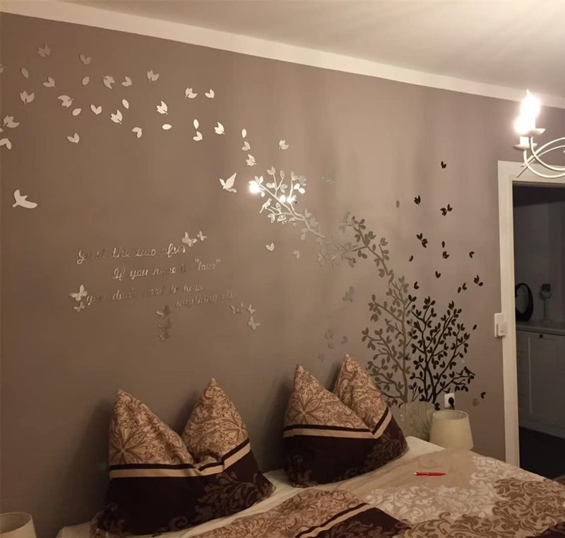 guangmu 3D Tree Wall Stickers - DIY Tree and Birds Wall Decals Family Couple Tree Stickers Murals Wall Decor for Living Room Bedroom TV Background Home Decorations(Silver Right,M-98X51in) - Image 4