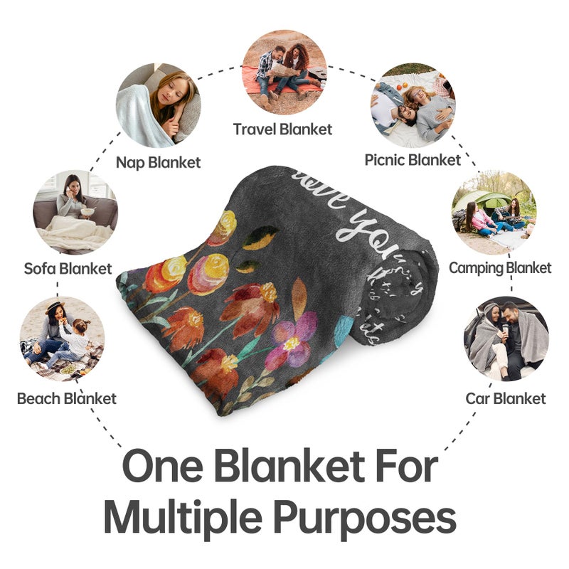 Afterprints Afterprints Nana Gifts  Nana Blanket with Flowers and Letter Print  Nana Birthday Gifts  Gifts for Nana from Grandkids on Christmas  Grandparents Day  Soft Throw Blankets 50"" x 60""  - Image 5