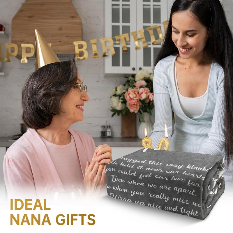 Afterprints Afterprints Nana Gifts  Nana Blanket with Flowers and Letter Print  Nana Birthday Gifts  Gifts for Nana from Grandkids on Christmas  Grandparents Day  Soft Throw Blankets 50"" x 60""  - Image 2