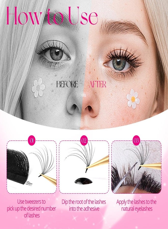 ARISON LASHES Easy Fan Lash Extensions Volume Eyelash Extension Auto Blooming Matte Black Volume Lasting Self Fanning Lashes Professional Supplies for Lash Artists(0.07-C-8-15Mix) - Image 4