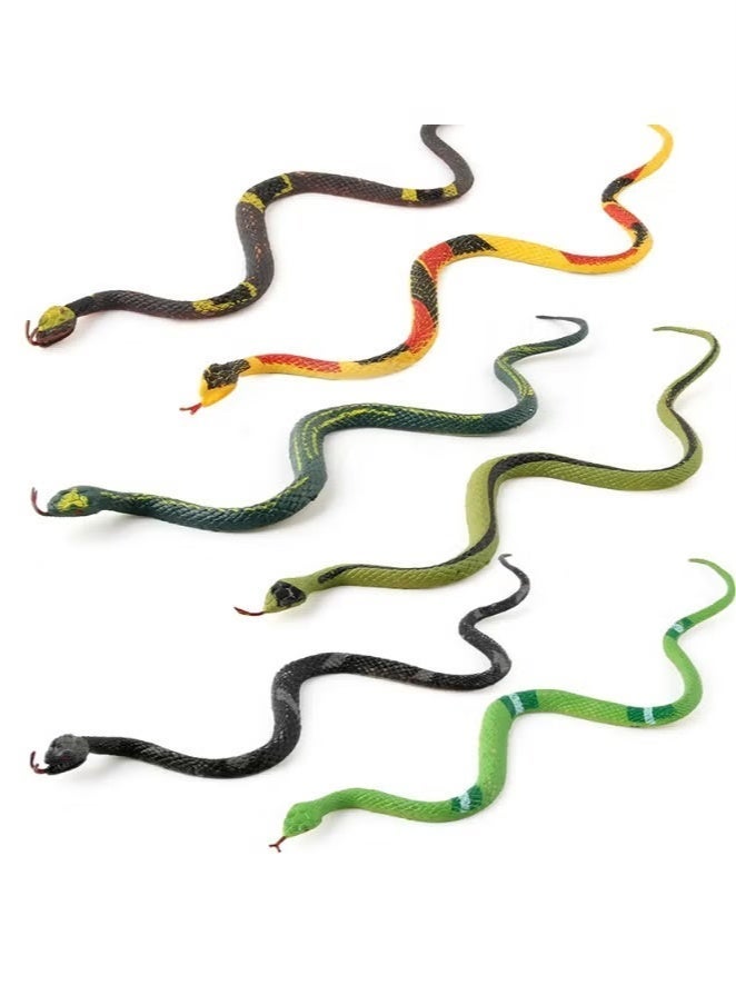 6-Piece Realistic Fake Snakes Toy Set, Fake Snake Prank Rubber Snake, Props Scary Snake Toy, Fake Snake Tricky Toy, Reptile Model Toy - Image 1