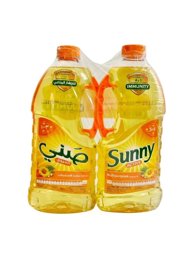 Sunny زيت نباتي مخلوط نشط مشمس، زيت طهي متعدد الاستخدامات مع فيتامينات أ ود - 2X1.5 لتر - Image 2