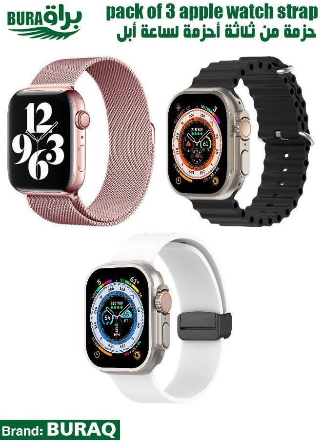 BURAQ - Apple Watch Band Strap For Apple Watch Ultra 2/Ultra 49mm, Series 10 46mm, 9/8/7 45mm, SE2/SE/6/5/4 44mm, 3/2/1 42mm - Image 1