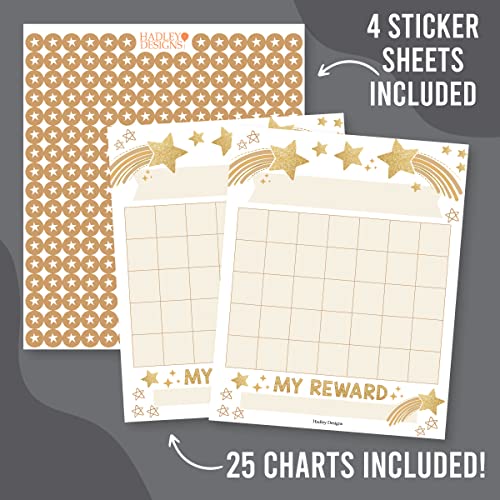Hadley Designs Sticker Chart for Kids Behavior at Home & Classroom - 25 Reward Chart for Kids Incentives, Gold Star Sticker Sheets, Star Incentive Charts for Classroom Must Haves - Image 2