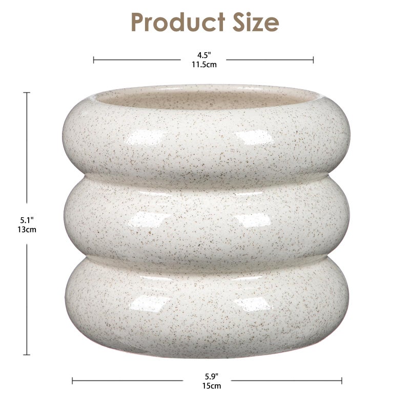 Briful Ceramic Planter Pot, 6 Inch Bubble Planter with Drainage Hole, Large Flower Planter Pots for Indoor Plants Outdoor, Home Office Modern DÃ©cor(Creamy White) - Image 2