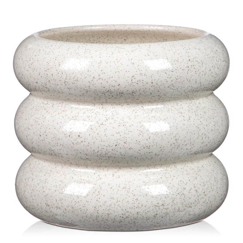 Briful Ceramic Planter Pot, 6 Inch Bubble Planter with Drainage Hole, Large Flower Planter Pots for Indoor Plants Outdoor, Home Office Modern DÃ©cor(Creamy White) - Image 1