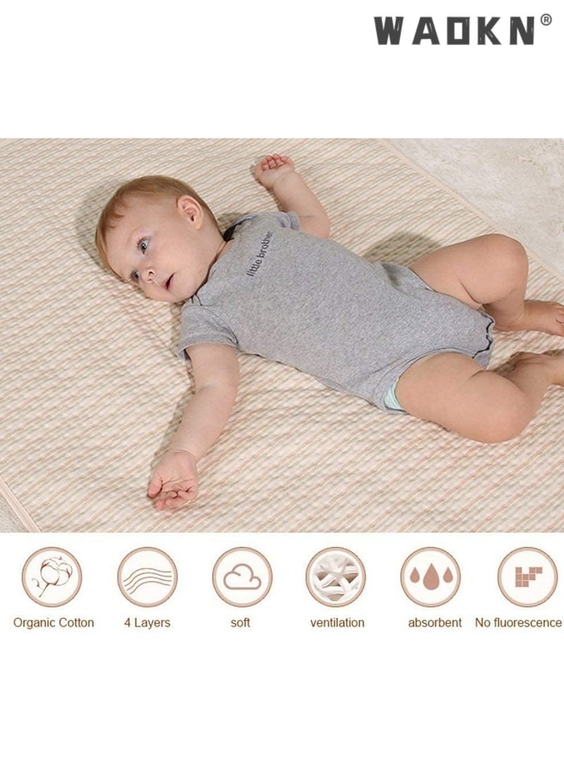 WAOKN Waterproof Bed Pad, 50x70cm Baby Waterproof Bed/Changing Pad, 4-Layer Incontinence Pad with 100% Cotton Surface,Washable Mattress Protector for Babies,Toddlers,and Adult  - Image 3
