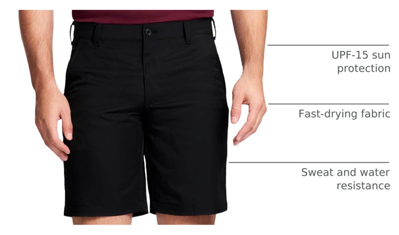 IZOD Men's 9.5"Micro Poly Classic Fit Golf Short, 38, Caviar - Image 3