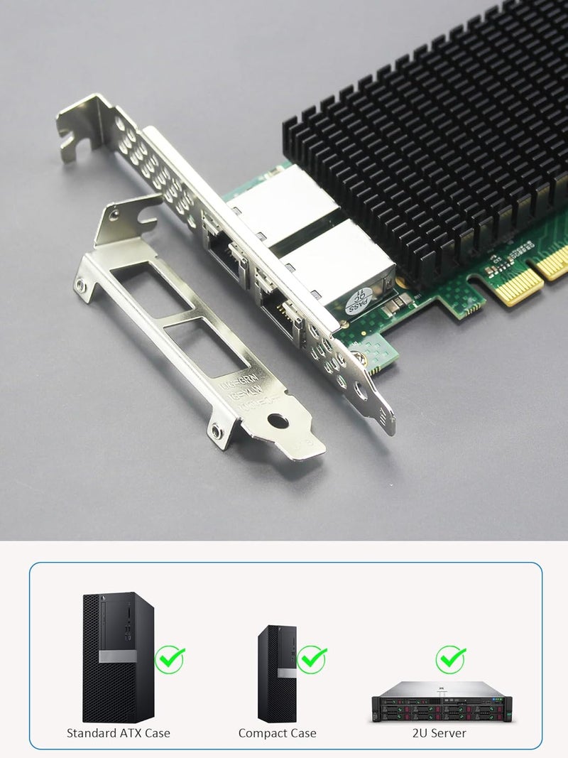 GLOTRENDS ST7318 2-Port 10G RJ45 Ethernet Network Card with Intel X540 Controller, PCIE 2.0 X8 Interface, Support Windows 11/10/Windows Server/Linux/ESX/VMware ESXi(Not Support Mac OS) - Image 5