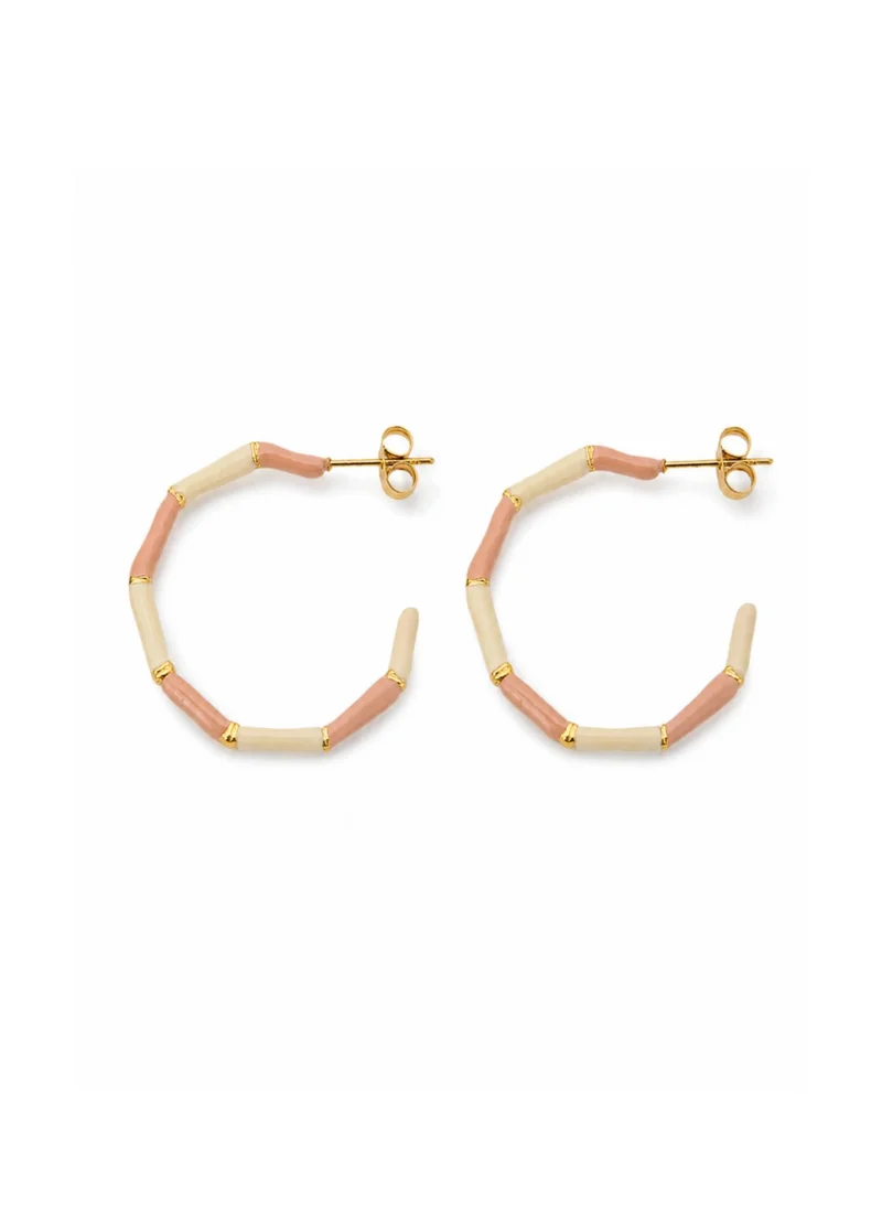 KIRA enamel hoops earrings Beige