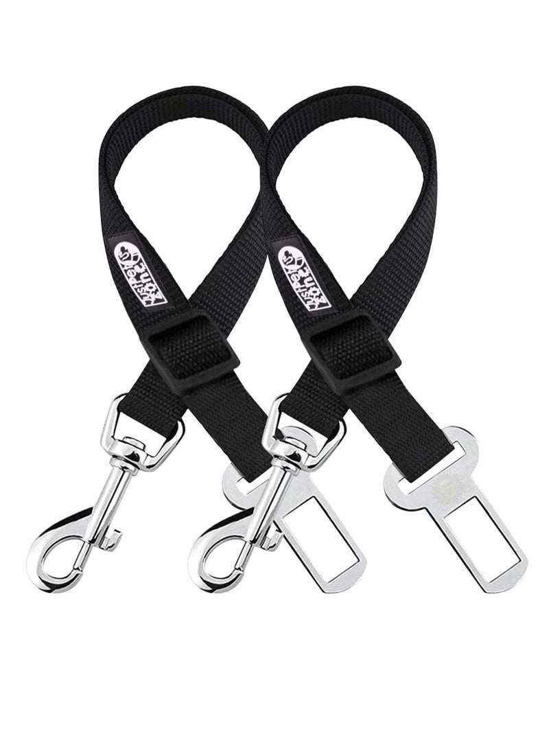 Premium Car Seat Belt for Dogs Cats Pets, Adjustable Safety Heavy Duty Elastic Lead Harness for Cars with Elastic Nylon Bungee Buffer Adjustable Dog Safety Belt for Car Dog Seat Belt (Black) - Image 2
