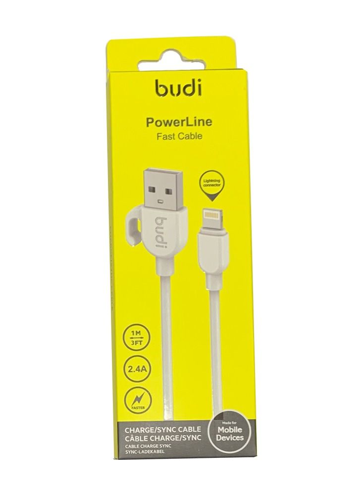 بودي كيبل شحن ومزامنه لاجهزة الآيفون 1متر أبيض - Image 1