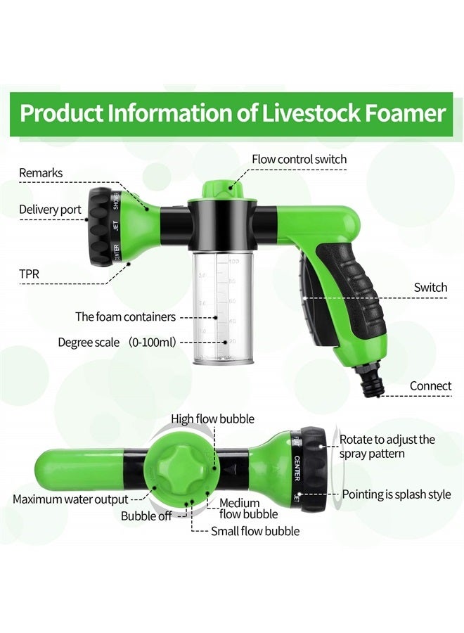 Weewooday مجموعة أدوات استحمام الحيوانات الأليفة من قطعتين تشمل فوهة خرطوم موزع صابون وفرشاة مطاطية للكلاب، بخاخ رغوي لغسل الحيوانات الأليفة، زجاجة بخاخ استحمام للكلاب للاستحمام (أخضر)