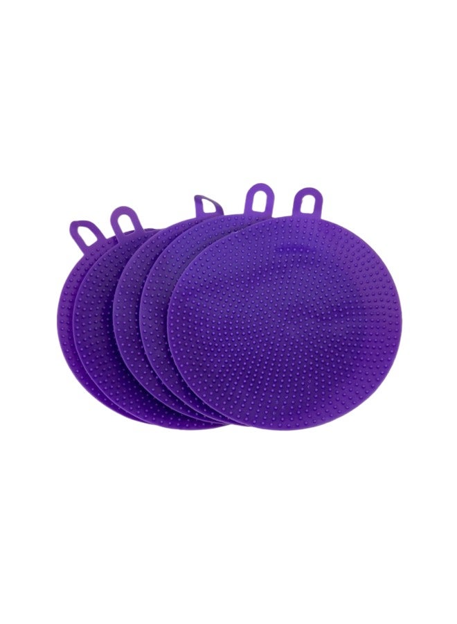 5 Pcs Random Colors Multifunctional Oil-Resistant Silicone Dishcloth and Dishwashing Brush, Ideal for Scrubbing Pots and Dishes in The Kitchen - Household Cleaning Magic Tool with Sponge Scouring Pad. - Image 1