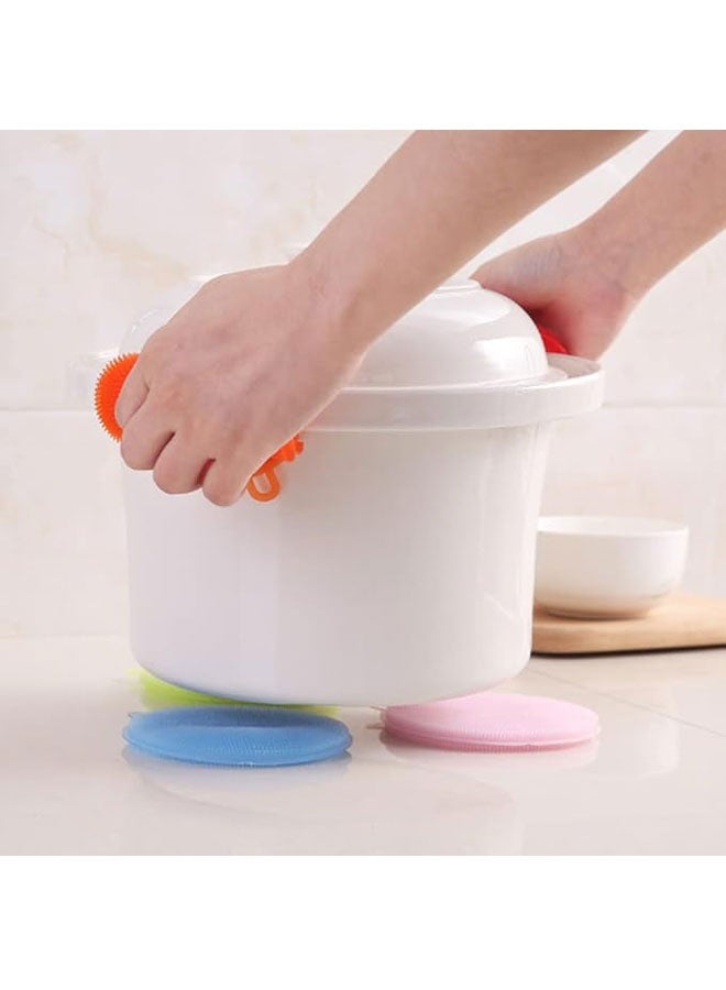 5 Pcs Random Colors Multifunctional Oil-Resistant Silicone Dishcloth and Dishwashing Brush, Ideal for Scrubbing Pots and Dishes in The Kitchen - Household Cleaning Magic Tool with Sponge Scouring Pad. - Image 3