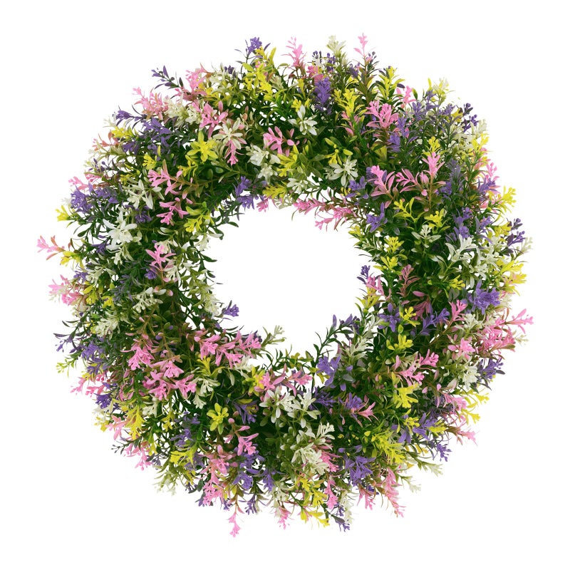 SHACOS Spring Wreath 17 Artificial Front Door Wreaths Pink Purple Yellow White Colorful Wreath for Home Wall Window Farmhouse Decoration 100 Plastic Indoor Outdoor - Image 2