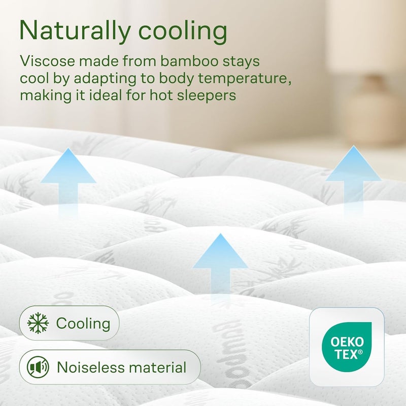 Niagara Sleep Solution Ultra Soft King Size Mattress Topper - Viscose Made from Bamboo Pillow Top Mattress Pad for Back Pain Relief - Naturally Cooling for Hot Sleepers, White - Image 3