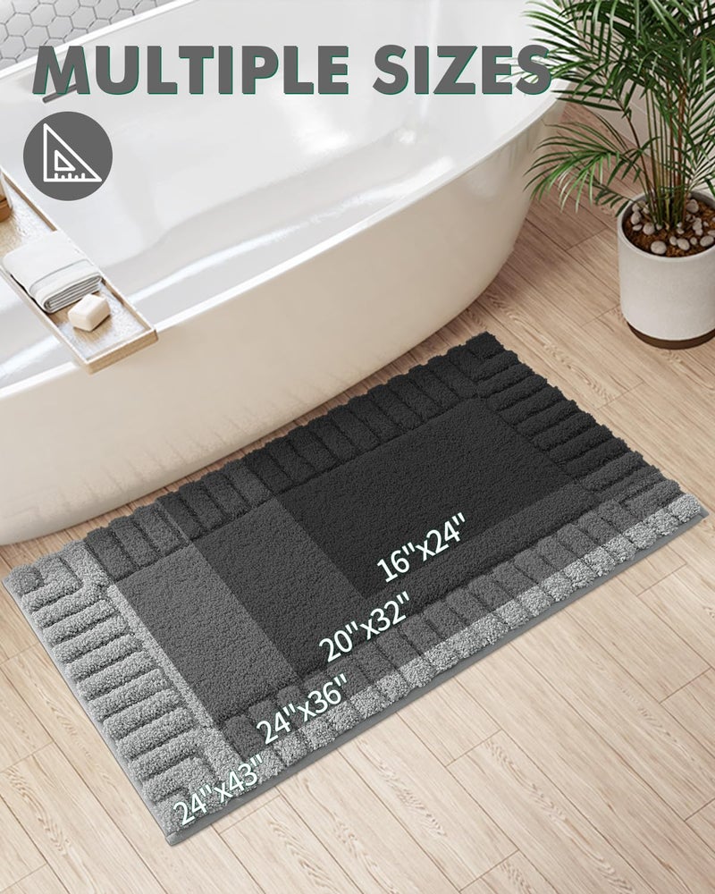 LUMI Premium Bath Rug  Extra Soft and Absorbent Bathroom Mat  Quick Dry  Non Slip  Machine Washable Bath Mat for Shower and Tub  Light Grey  24""x36"" - Image 2