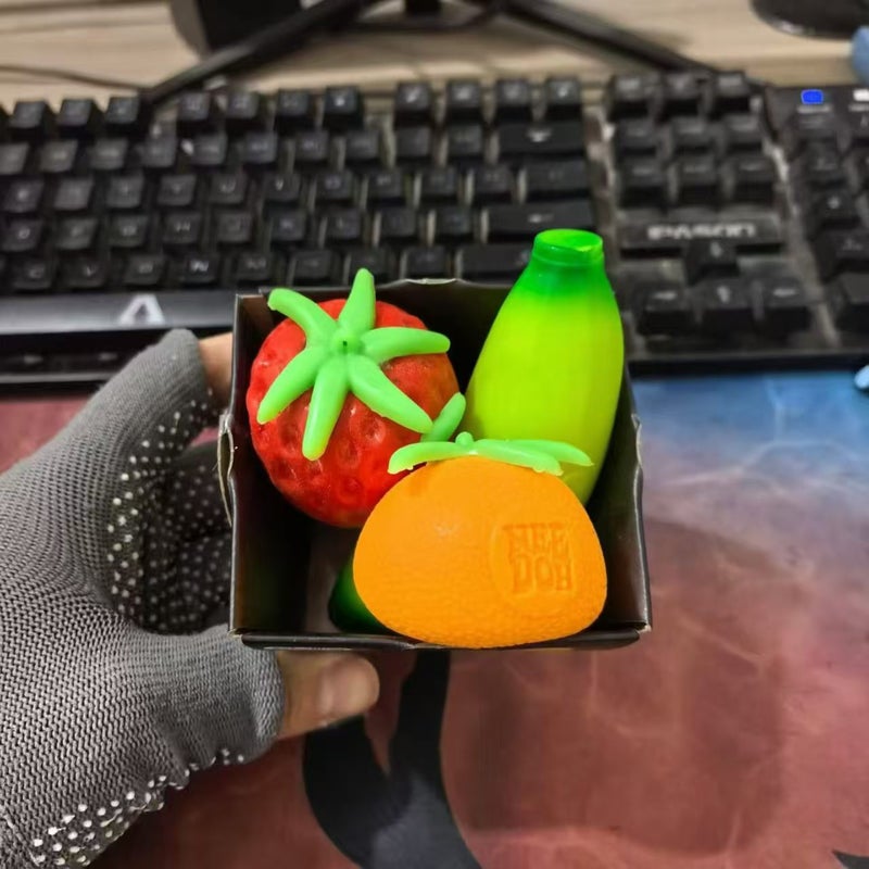 Fruit Squishy Toy Set - Banana, Strawberry, Orange - Image 2
