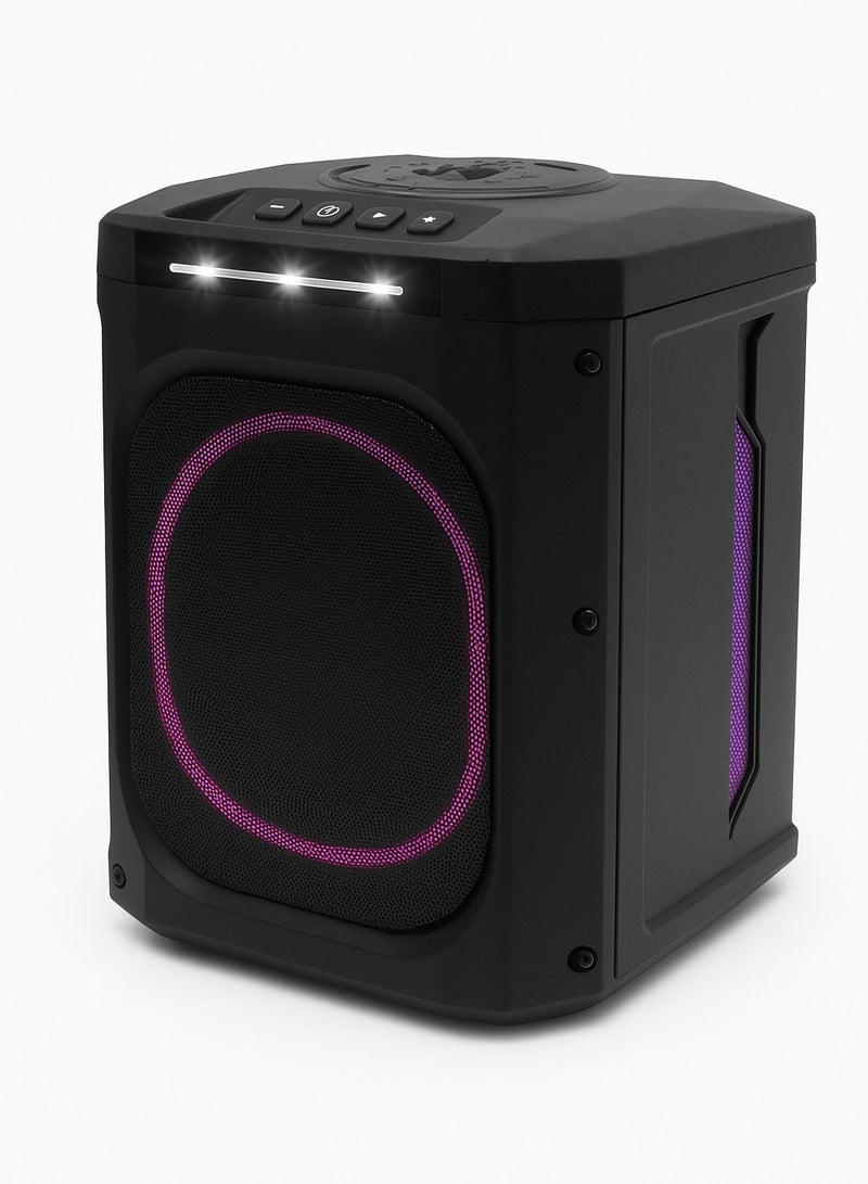 Platinum AH-8060 Party Speaker – Portable 8” Woofer – Built-in 3600mAh Battery – LED Disco Lights – USB, SD & AUX Input – Guitar Input – Remote Control – FM Radio – Lightweight and Easy to Carry - Image 1