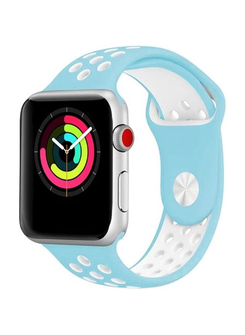 VITION Sport Band Compatible with Apple Watch Band, Breathable Soft Silicone Replacement Wristband for iWatch Series 7/6/5/4/3/2/1/SE Nike+/Sports Edition (45mm/44mm/42mm,Light Blue) - Image 1