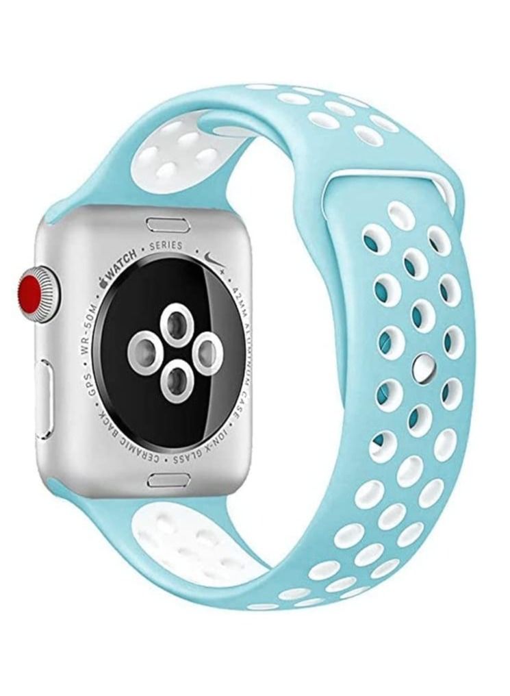 VITION Sport Band Compatible with Apple Watch Band, Breathable Soft Silicone Replacement Wristband for iWatch Series 7/6/5/4/3/2/1/SE Nike+/Sports Edition (45mm/44mm/42mm,Light Blue) - Image 2