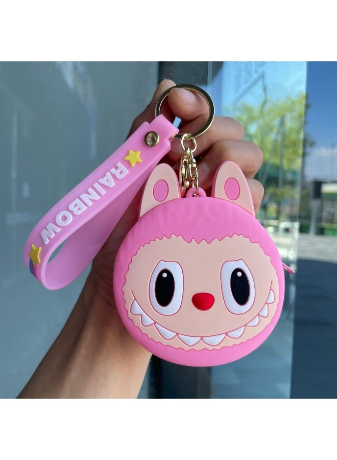NIBEMINENT LABUBU Silicone Coin Purse Keychain, Cute Mini Wallet, Cartoon Coin Purse Headphone Bag Gift 