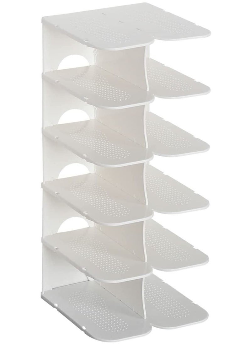 Multi Steps Adjustable Plastic Shoe Organizer Rack White