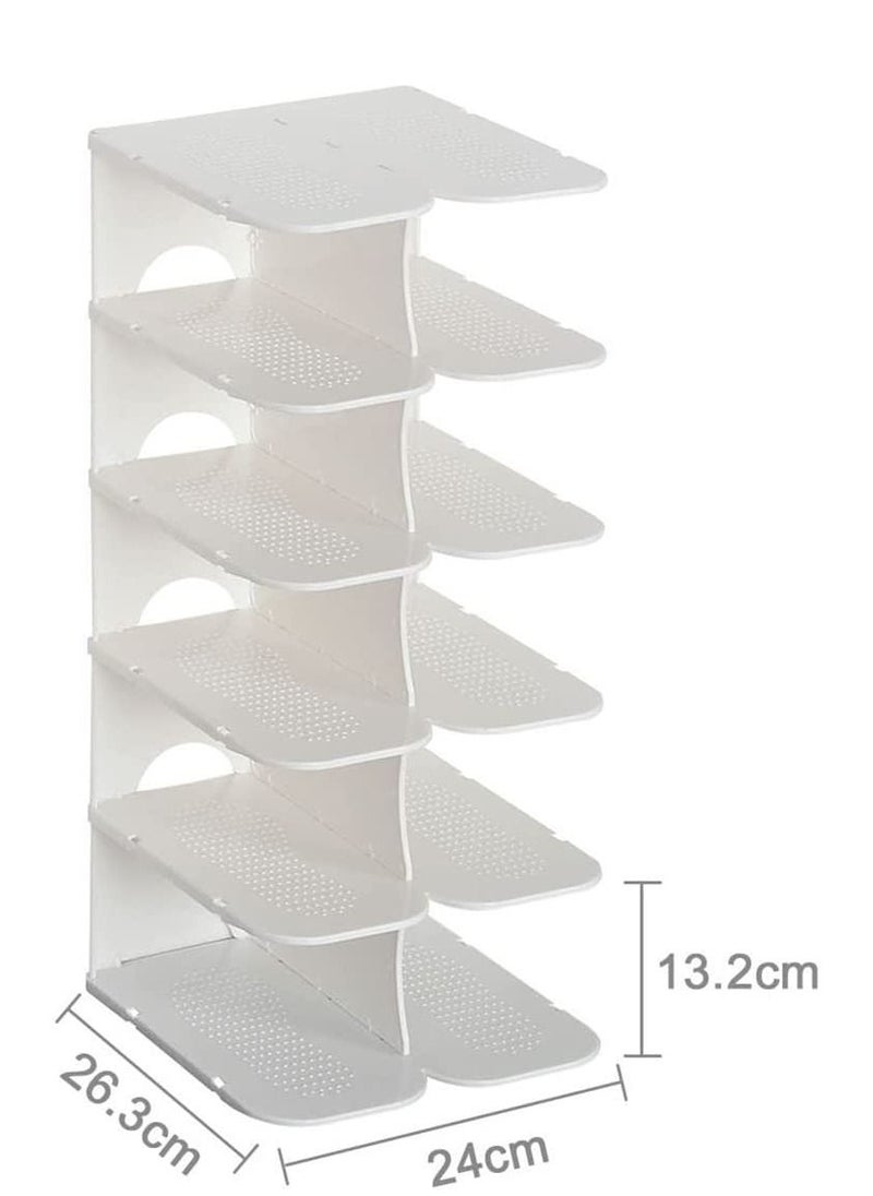 Multi Steps Adjustable Plastic Shoe Organizer Rack White