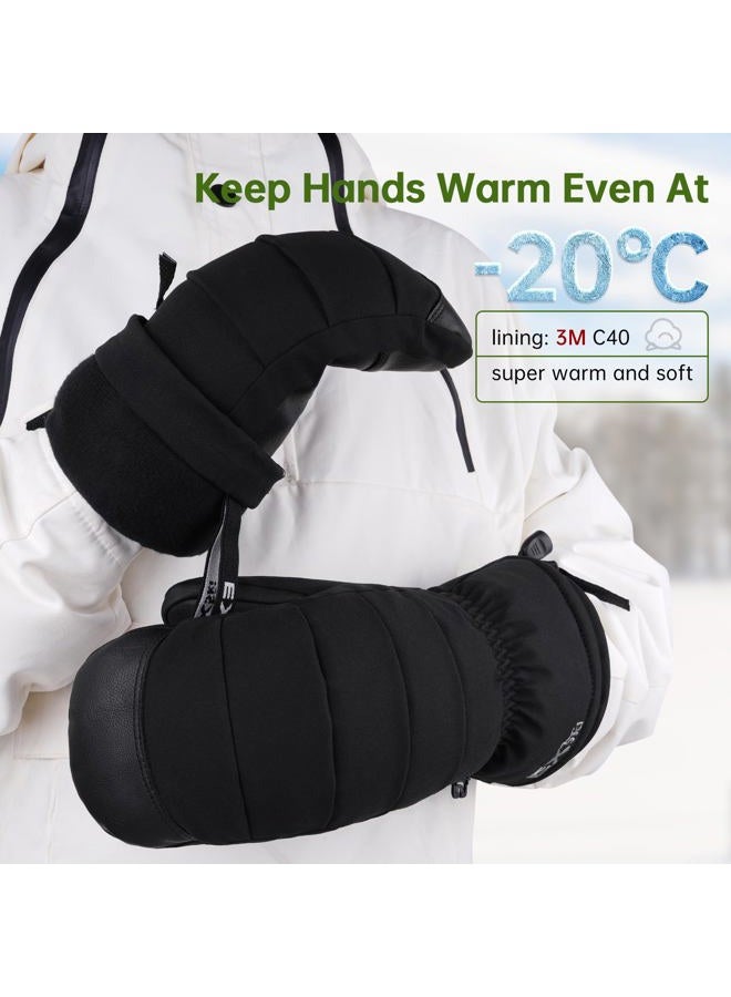 EXski Women Ski Mittens Waterproof Warm Touchscreen Snow Mitts for Extreme Cold Weather Snowboarding Skiing - Image 3