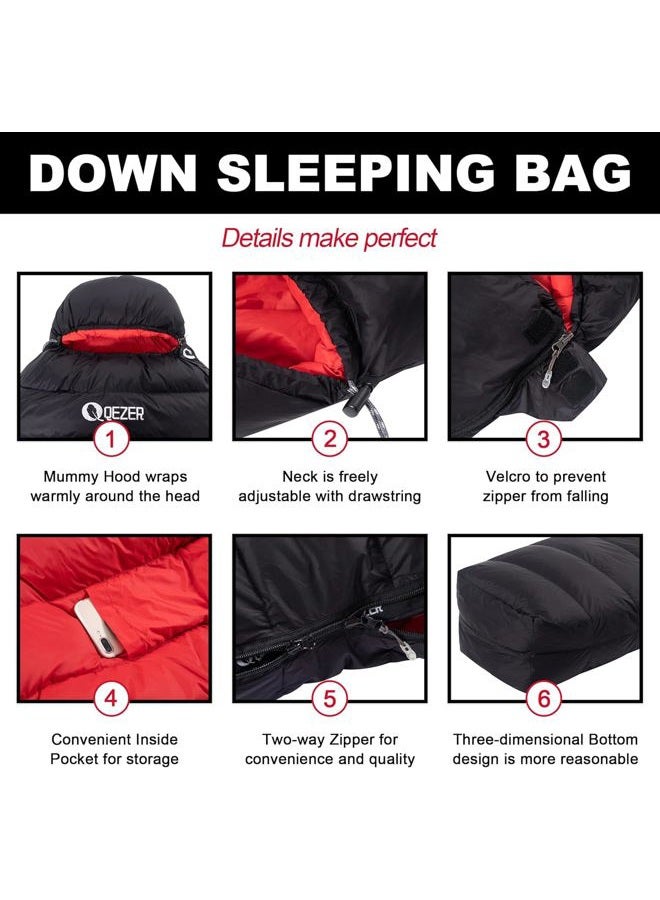 QEZER Ultralight Down Sleeping Bag for Adults with 600 Fill Power, Compact Sleeping Bag for Backpacking, Hiking and Camping (Black 15 Degree F) - Image 5