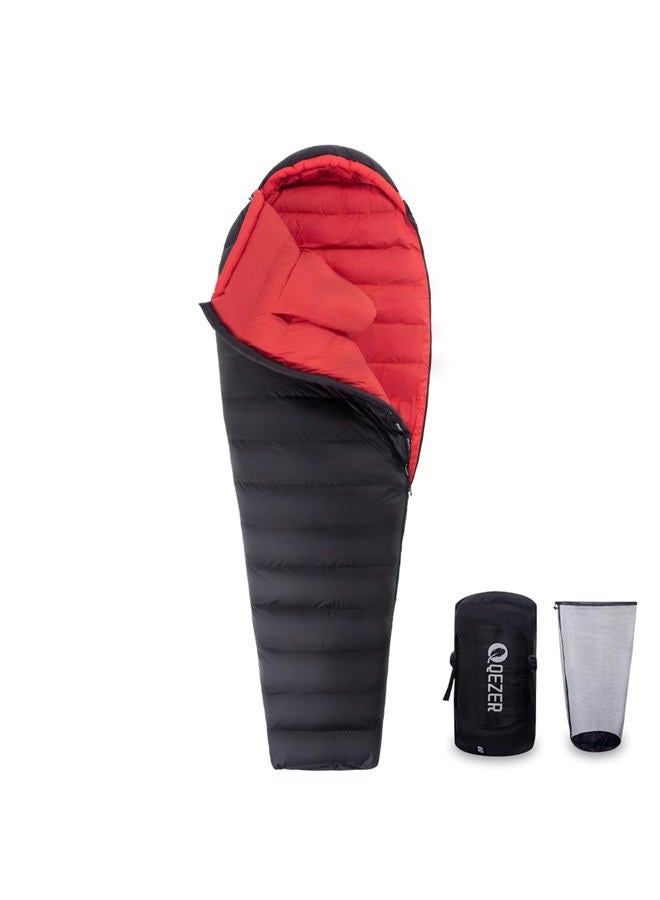 QEZER Ultralight Down Sleeping Bag for Adults with 600 Fill Power, Compact Sleeping Bag for Backpacking, Hiking and Camping (Black 15 Degree F) - Image 1