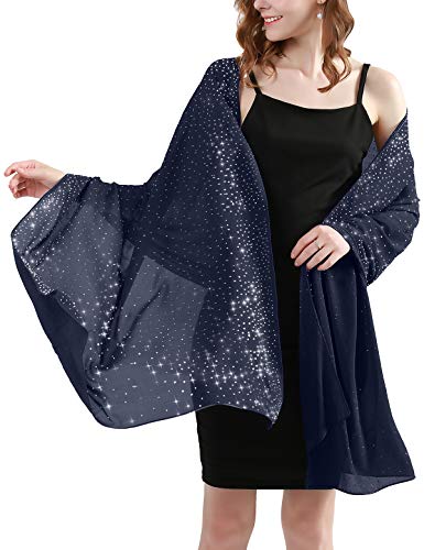 BANETTETA Shawls and Wraps for Evening Dresses Wrap Cover Up Dress Evening Shawl Wraps for Women Formal Fall Winter (Navy Blue) - Image 5